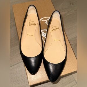 Christian Louboutin Eloise Black Nappa Shiny Leather Ballet Flats Size 4